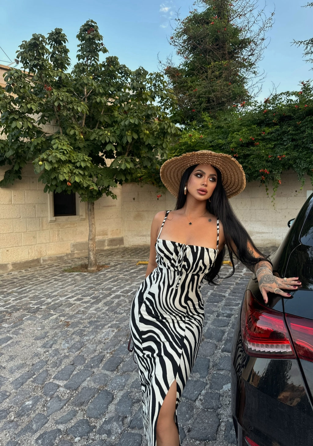 White Crinkled Slit Dress