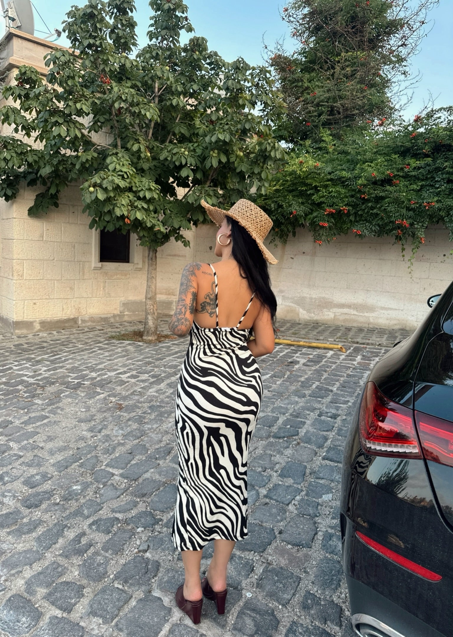 White Crinkled Slit Dress