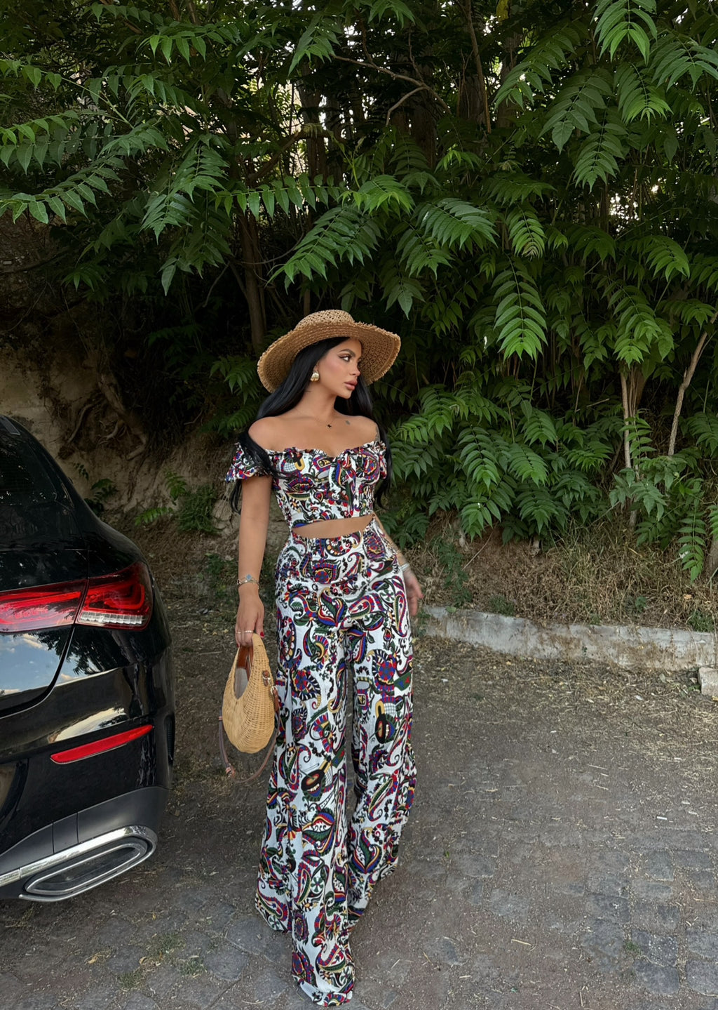 White Polyviscose Two-Piece Set