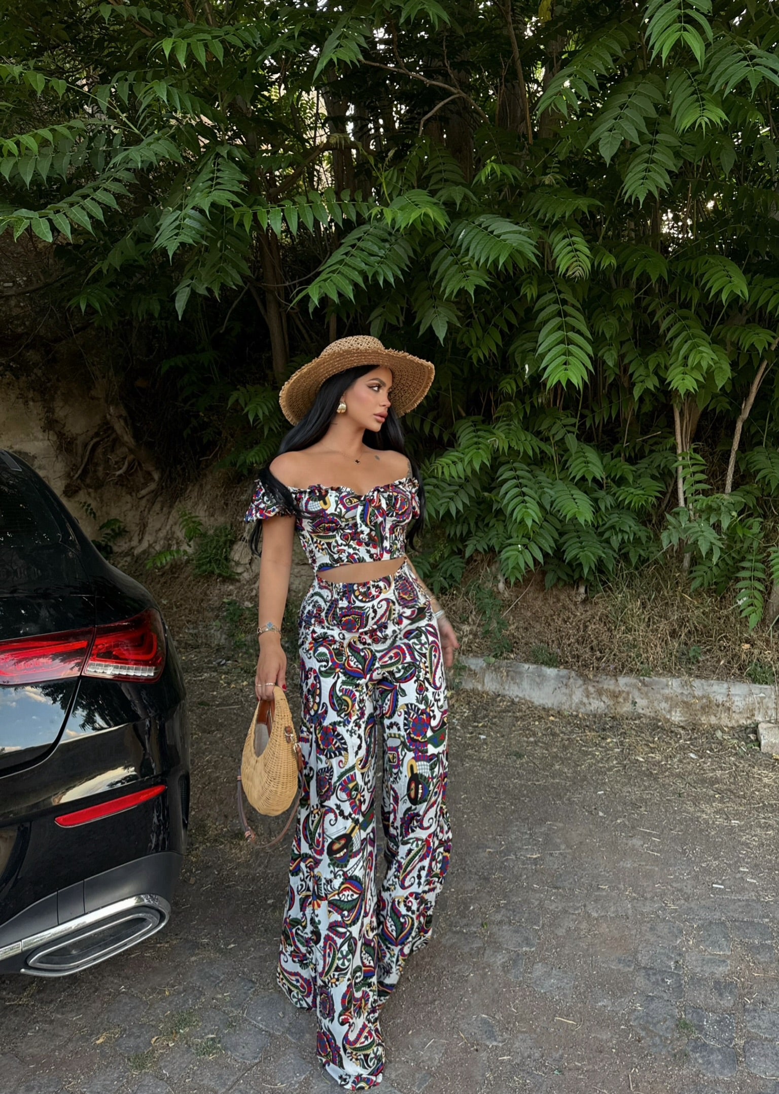 White Polyviscose Two-Piece Set