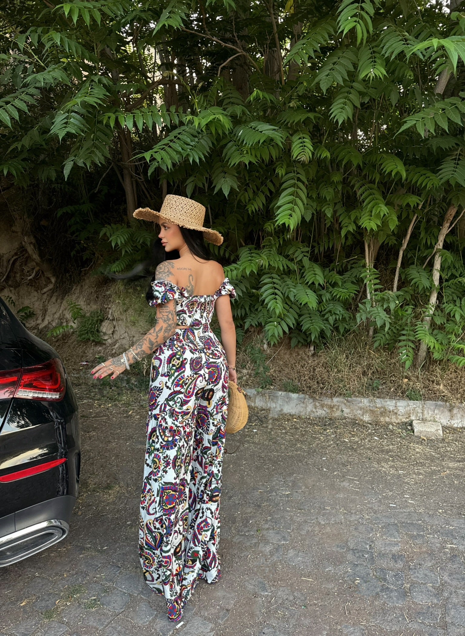 White Polyviscose Two-Piece Set