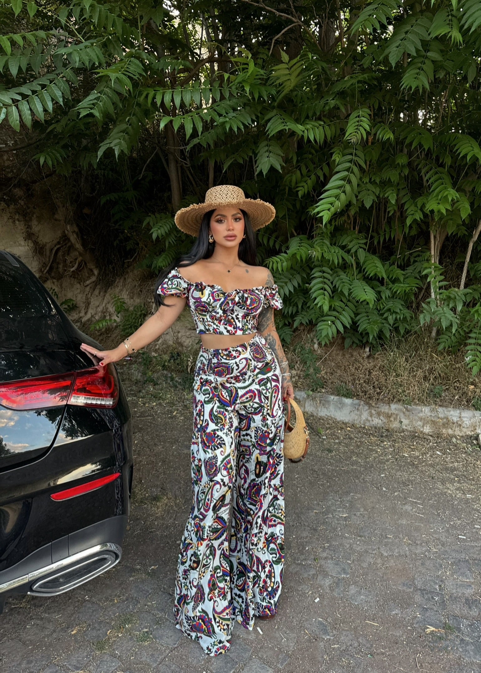 White Polyviscose Two-Piece Set
