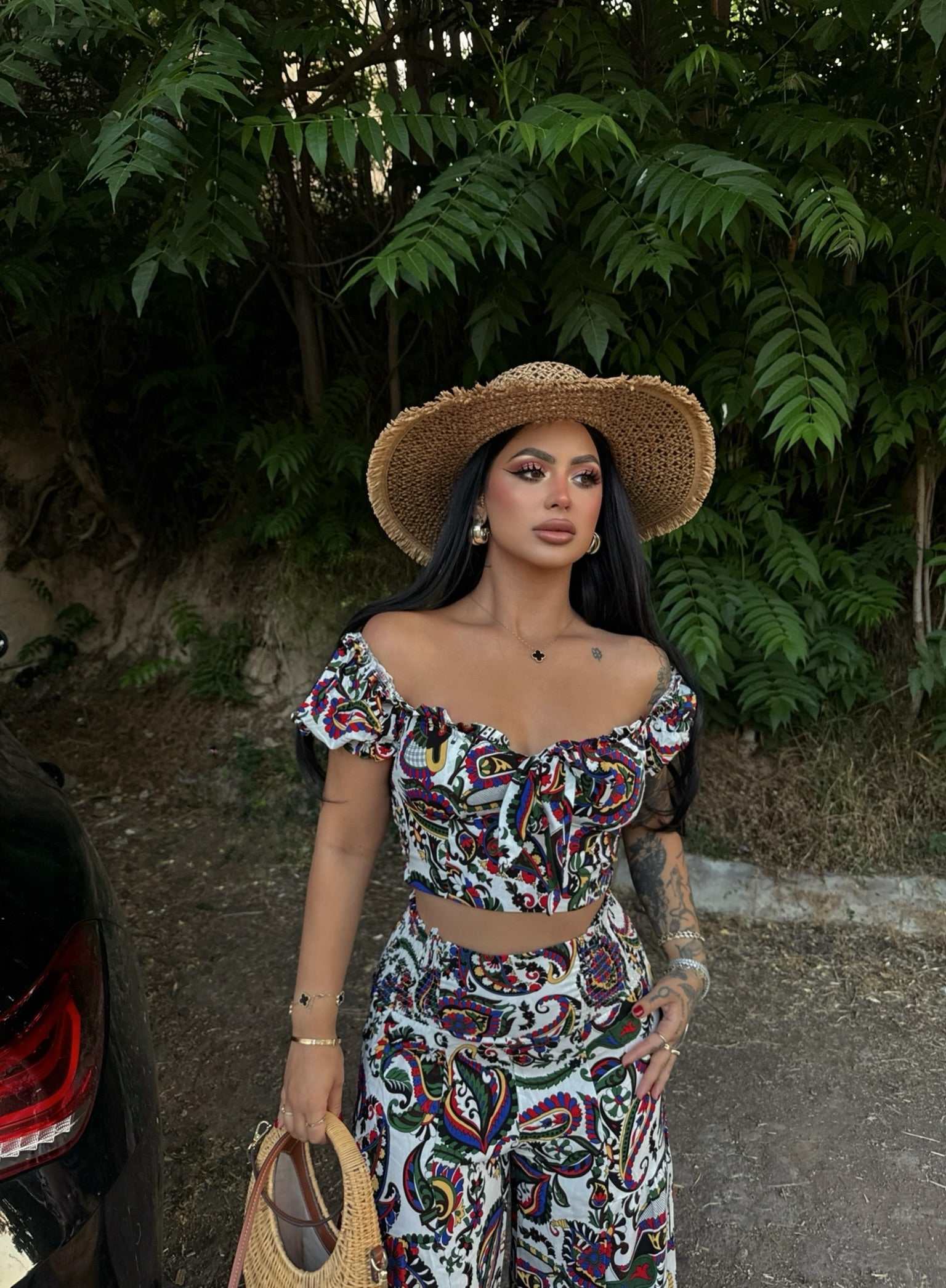 White Polyviscose Two-Piece Set