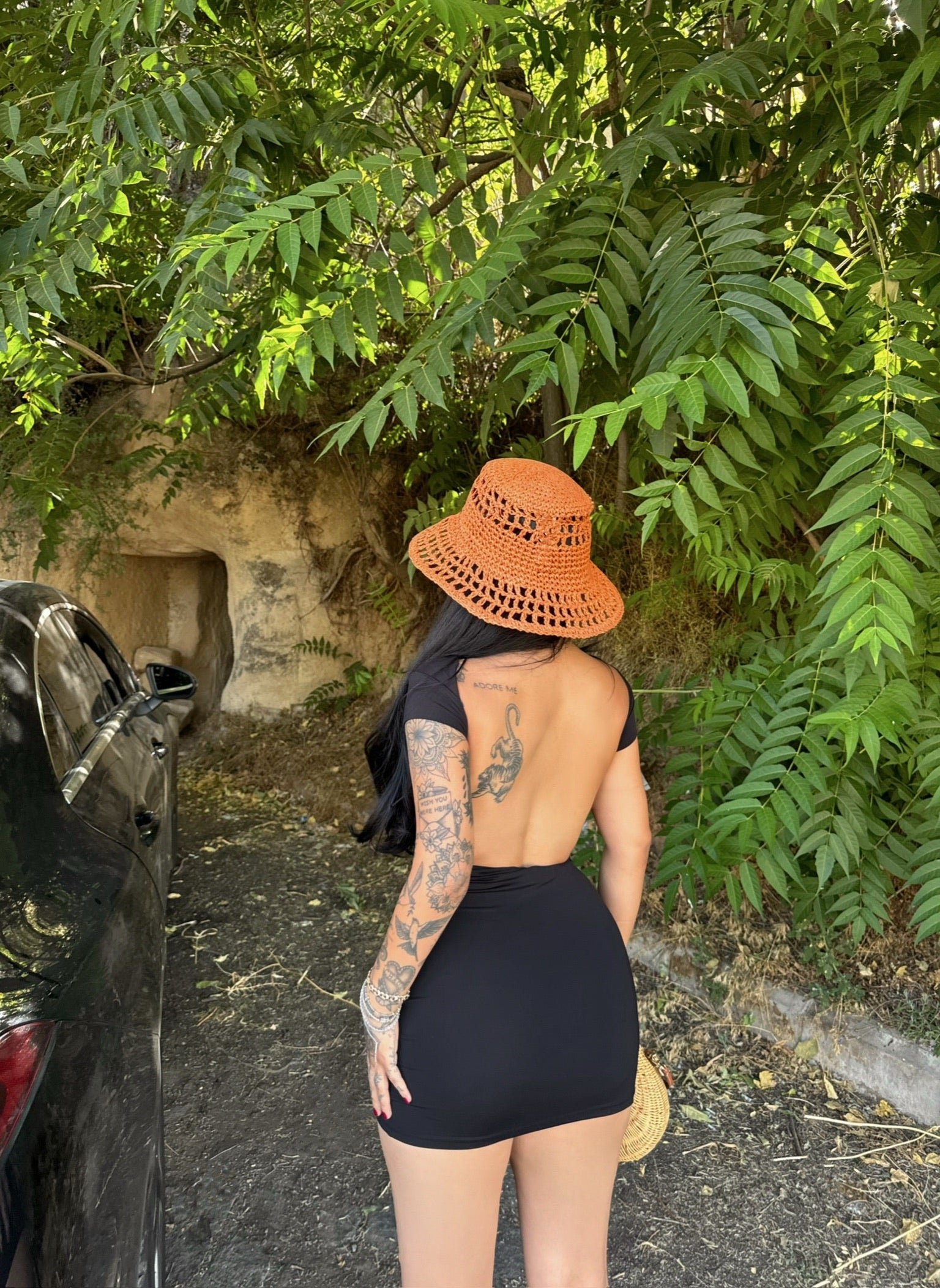 Black Backless Scuba Dress