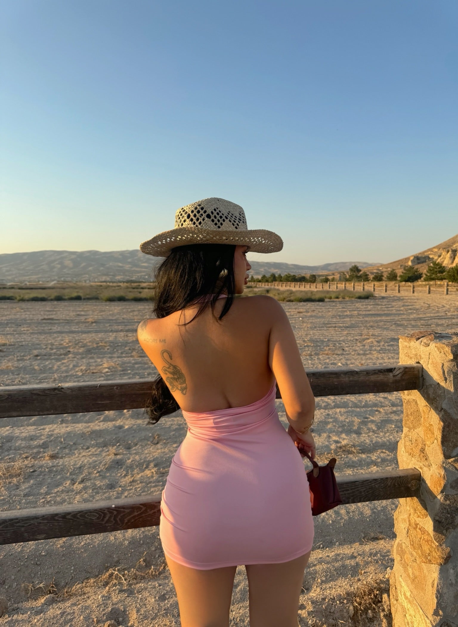 Pink Halter Neck Double Dress