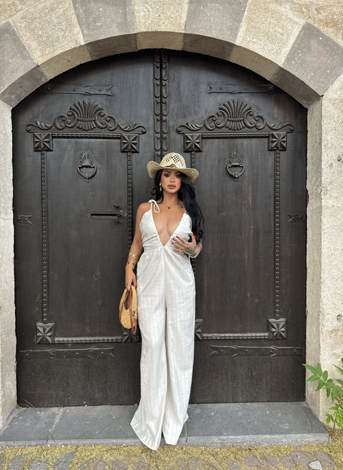 Backless Linen Jumpsuit