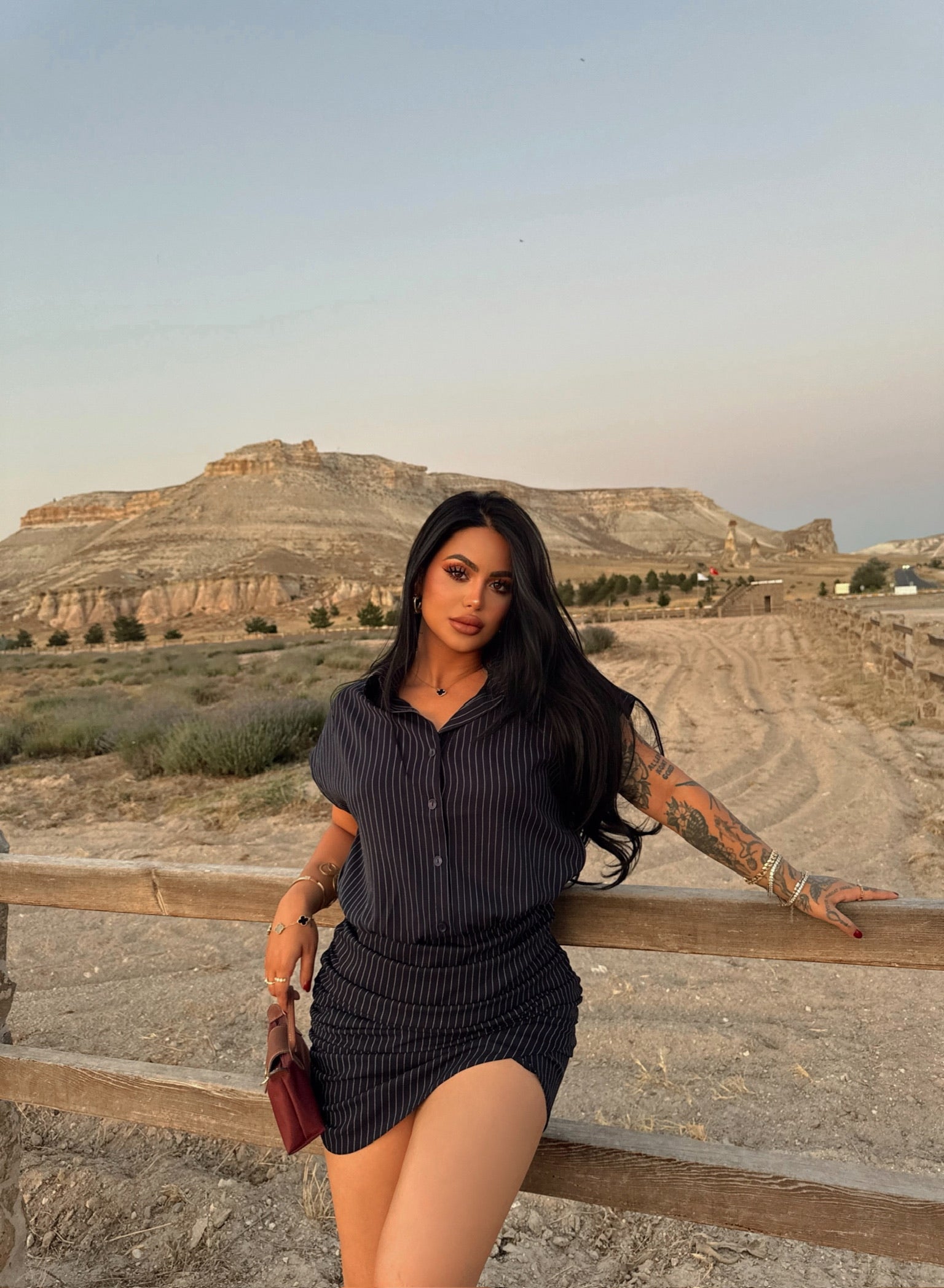 Navy Striped Shirt Dress
