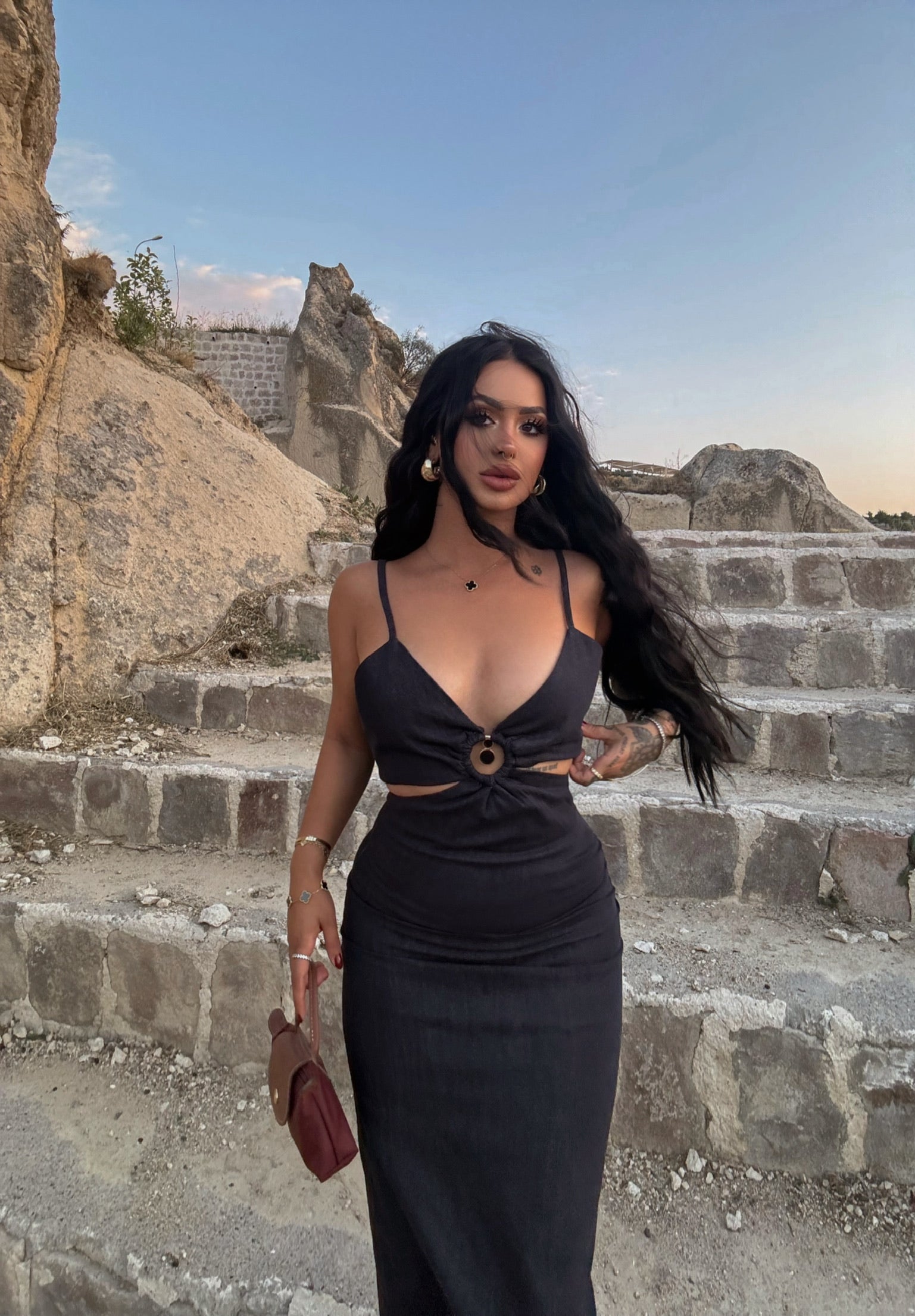 Chest Ring Denim Dress