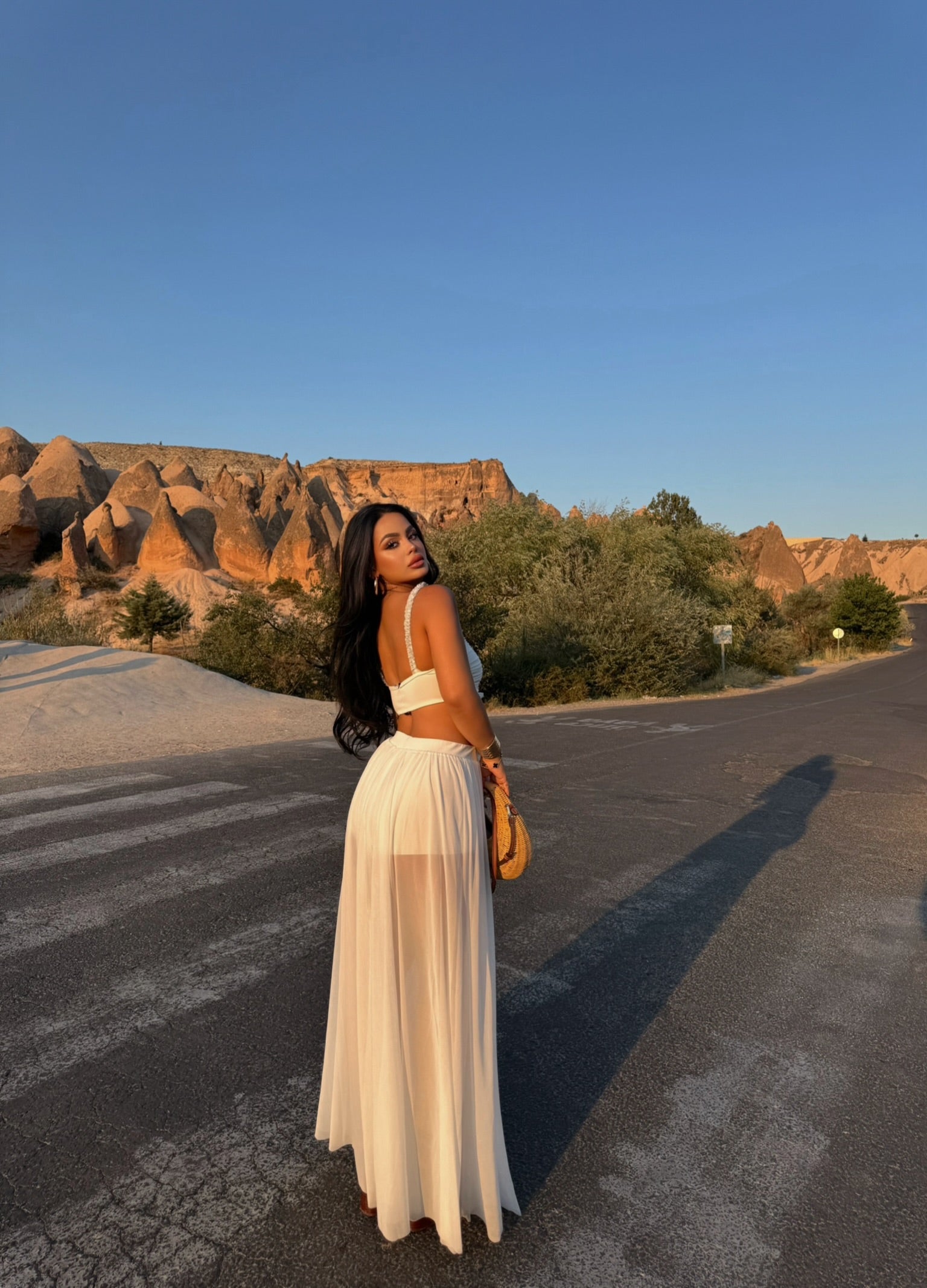 White Tulle Hem Bustier Two-Piece Set